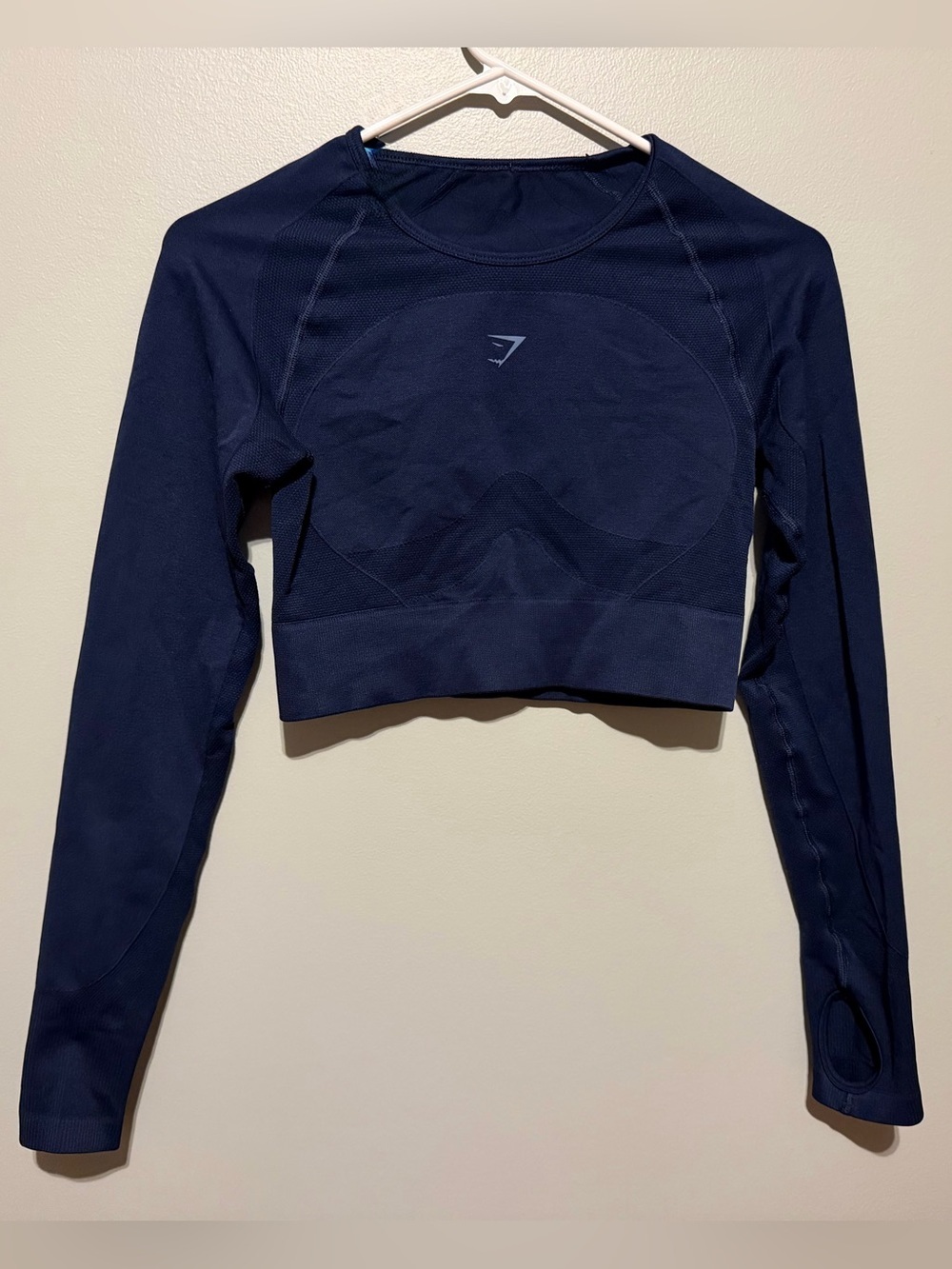 Gymshark Flex Seamless Long Sleeve Crop Top - Navy Blue - Women's Small